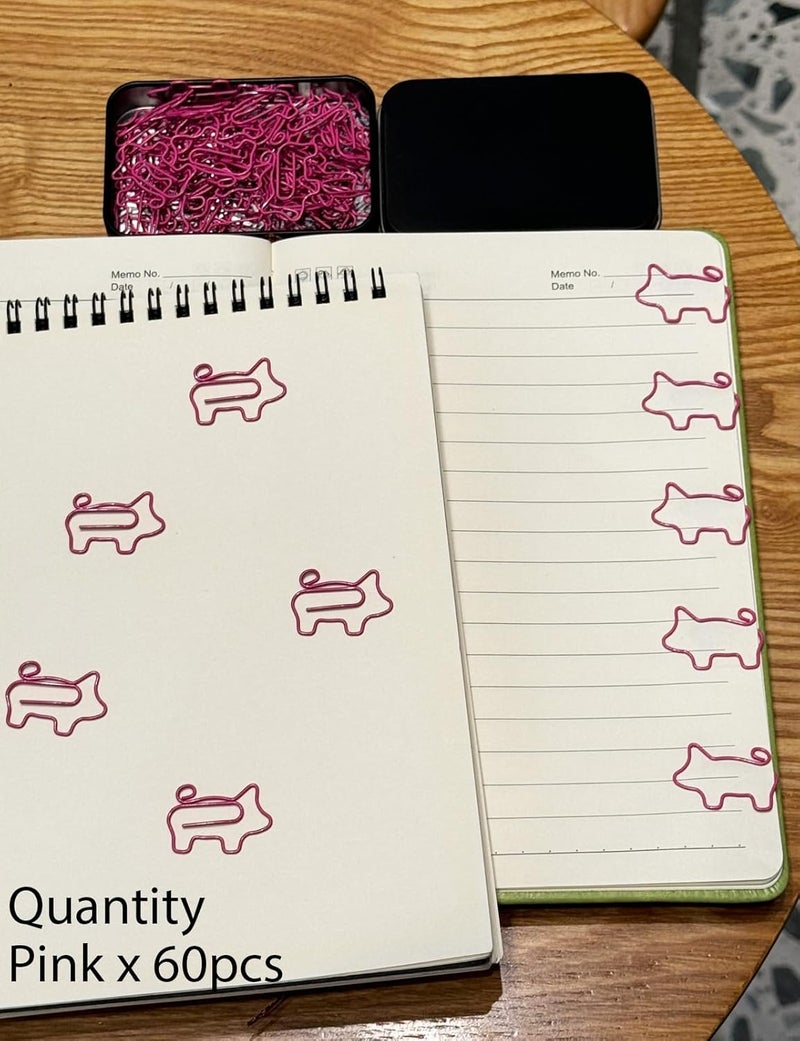 Daxtril Cute Paper Clips, 60 PCS Pig Shaped Paper Clips Animal Bookmarks Clips, Assorted Colors, Fun Office Gifts for Women Men Coworkers Teachers Students Girls Boys, Pig Gifts Christmas Gifts - Image 3